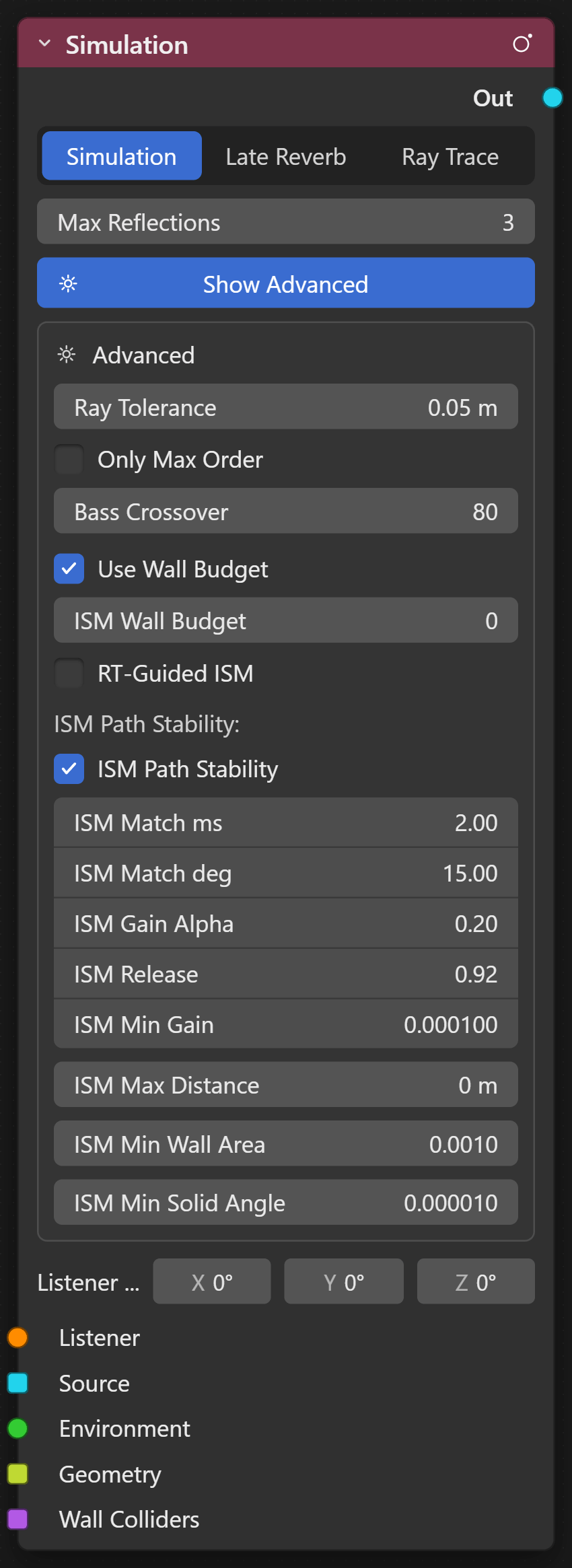 Simulation tab — ISM