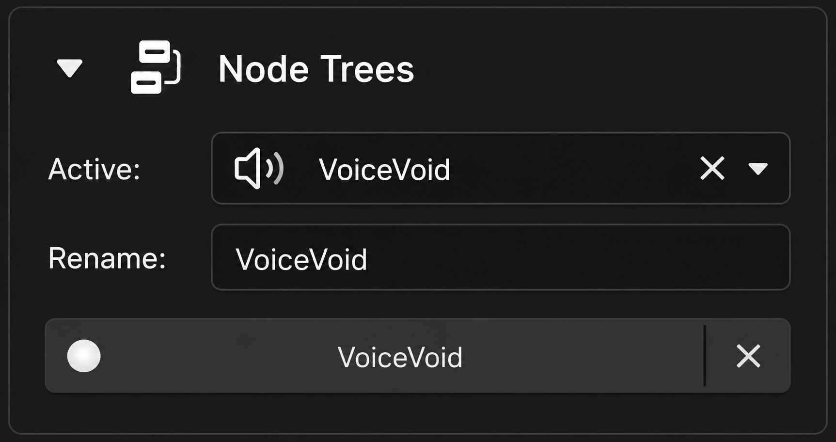 Панель Node Trees